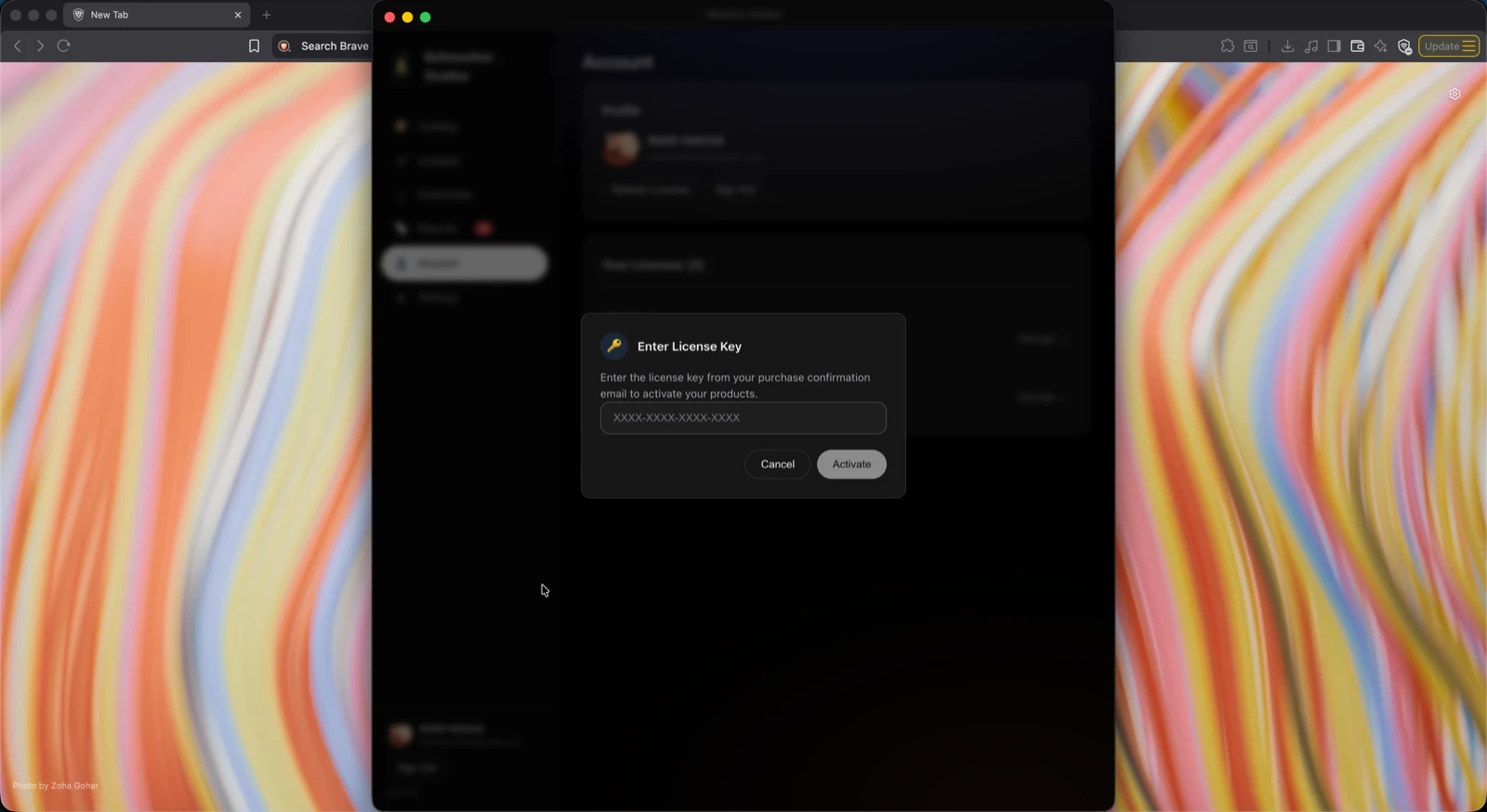 Weather Station Account tab with license key entry field