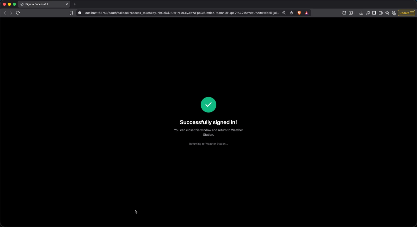 Weather Station sign-in screen